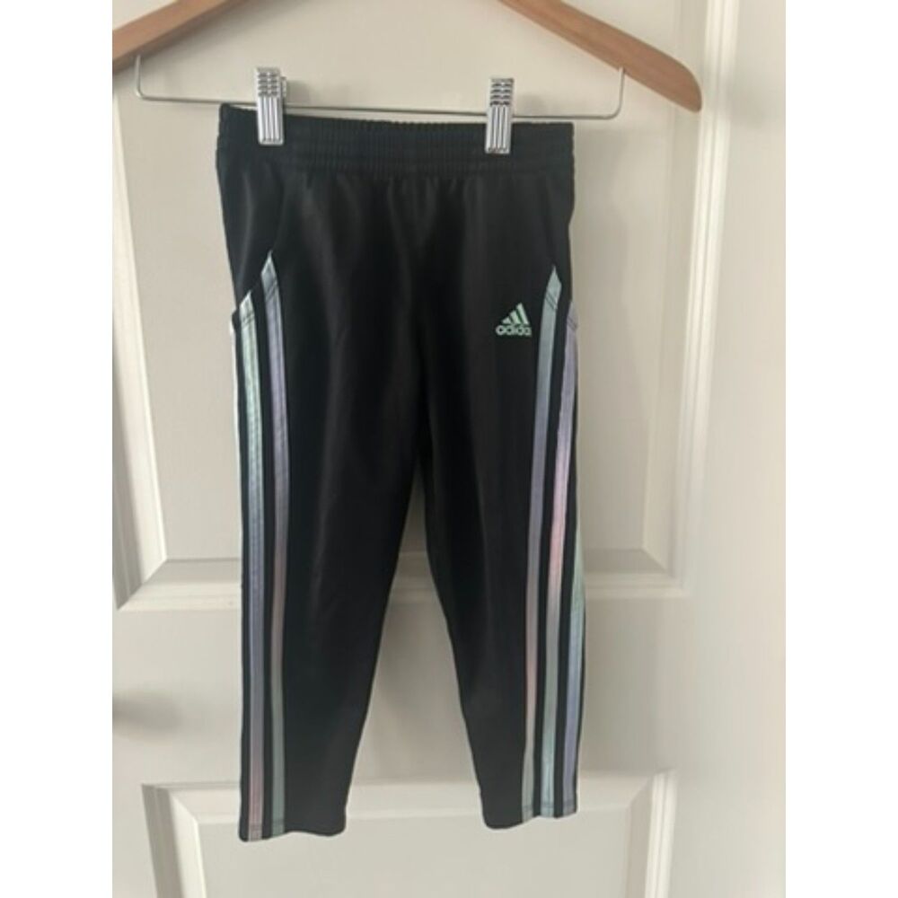 Adidas Black with Milti Color Stripes Girl Track Pants Size 4T